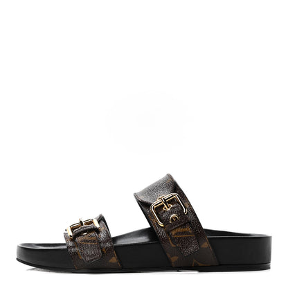 Louis Vuitton Monogram Bom Dia Mule Sandals 37 Black 1 of 5