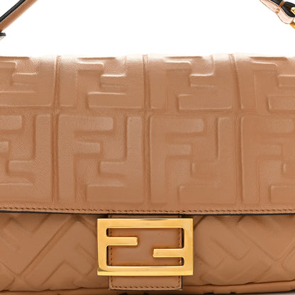 Fendi Nappa FF 1974 Embossed Baguette Miele Scuro 8 of 21