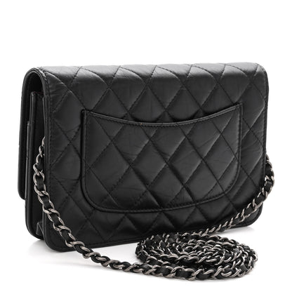 Chanel Aged Calfskin Quilted Reissue Wallet On Chain WOC Black 3 of 11