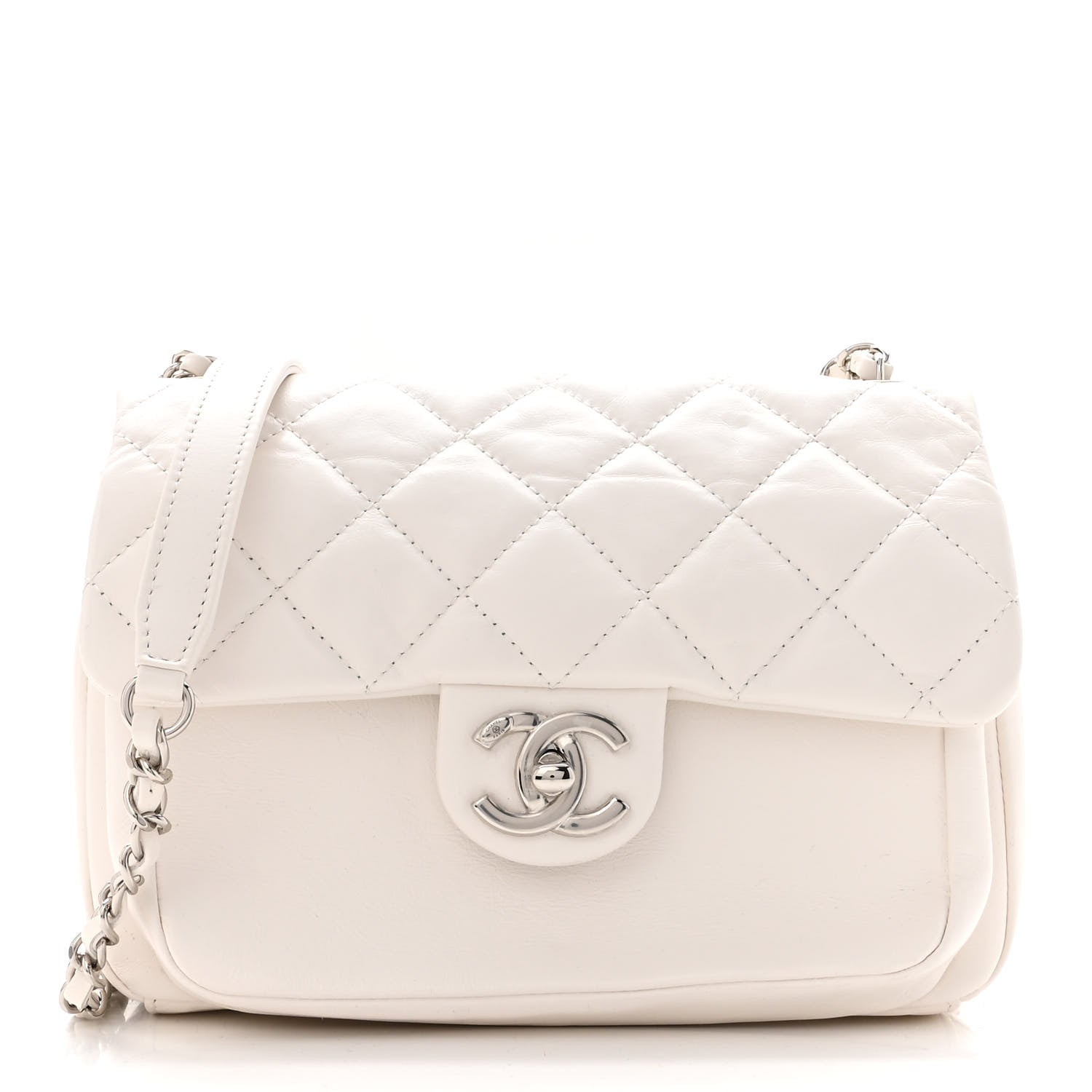 Chanel Aged Calfskin Quilted Express Zip Around Flap White 2 of 12
