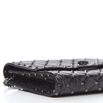 Valentino Garavani Craquele Nappa Rockstud Spike Wallet on Chain Black 6 of 10