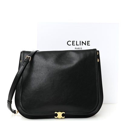 Celine Shiny Lambskin Soft Triomphe Besace Bag Black 10 of 10