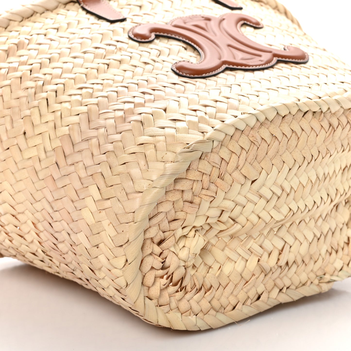 Palm Leaf Calfskin Triomphe Teen Panier Tan