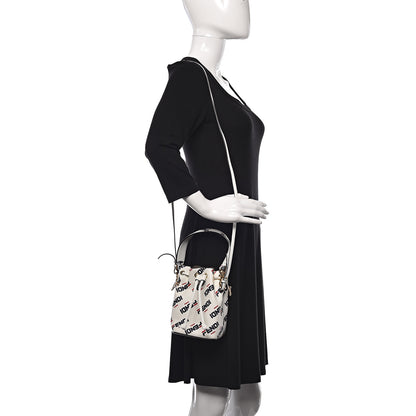 Fendi X FILA Vitello F is Fendi Mania Mini Mon Tresor Bucket Bag White 2 of 11