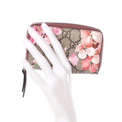 Gucci GG Supreme Monogram Blooms Zip Around Card Case Wallet Beige Multicolor Dry Rose 2 of 7