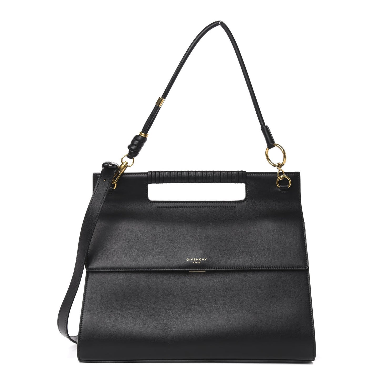 Calfskin Large Whip Top Handle Shoulder Bag Black