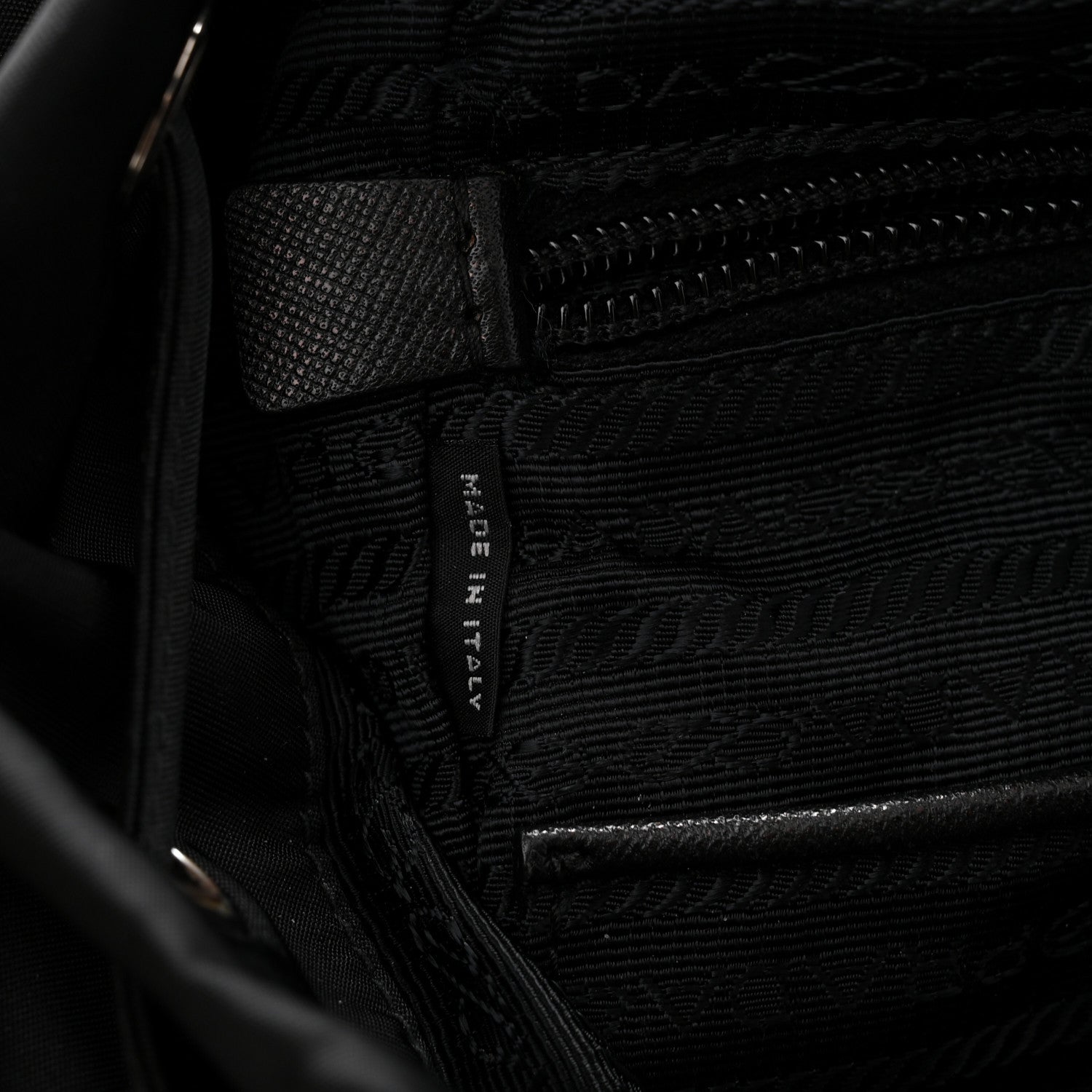 Prada Nylon Vela Saffiano Medium Cinch Backpack Black 6 of 10