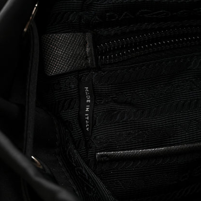 Prada Nylon Vela Saffiano Medium Cinch Backpack Black 6 of 10