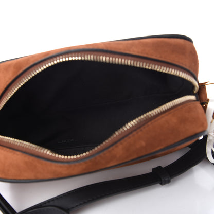 Fendi Suede Goatskin Stamp Patch Mini Camera Case Cuoio Black 5 of 11