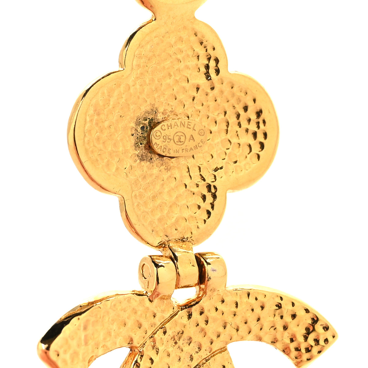 Metal CC Clover Pendant Necklace Gold
