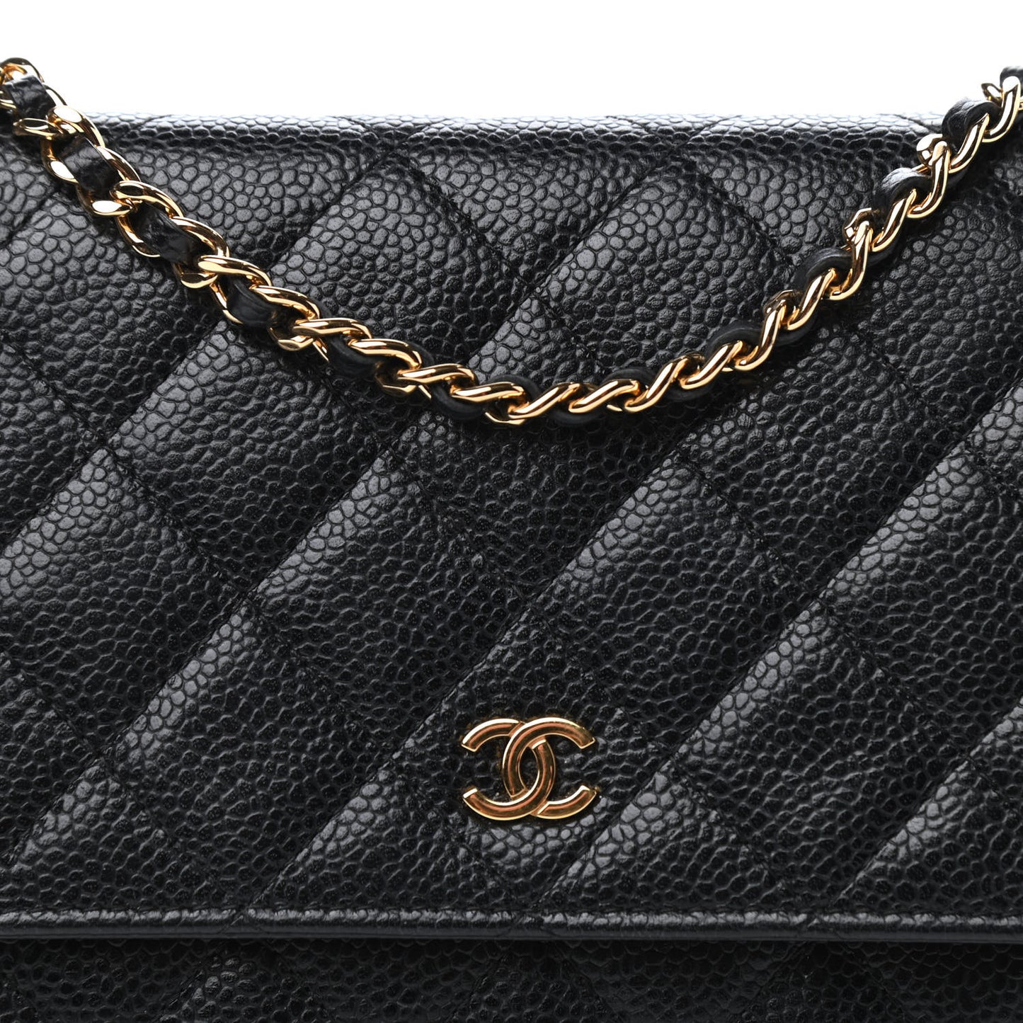 Caviar Quilted Wallet On Chain WOC Black
