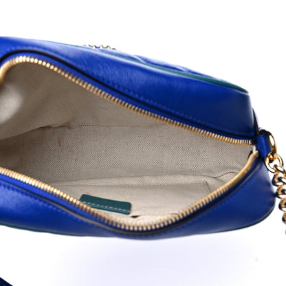 Gucci Azalea Calfskin Enamel Matelasse Diagonal Small Torchon GG Marmont Chain Shoulder Bag Imperial Blue Pavone 5 of 14