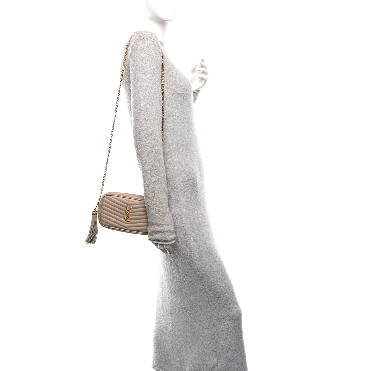 Grain De Poudre Matelasse Monogram Mini Lou Camera Bag Dark Beige
