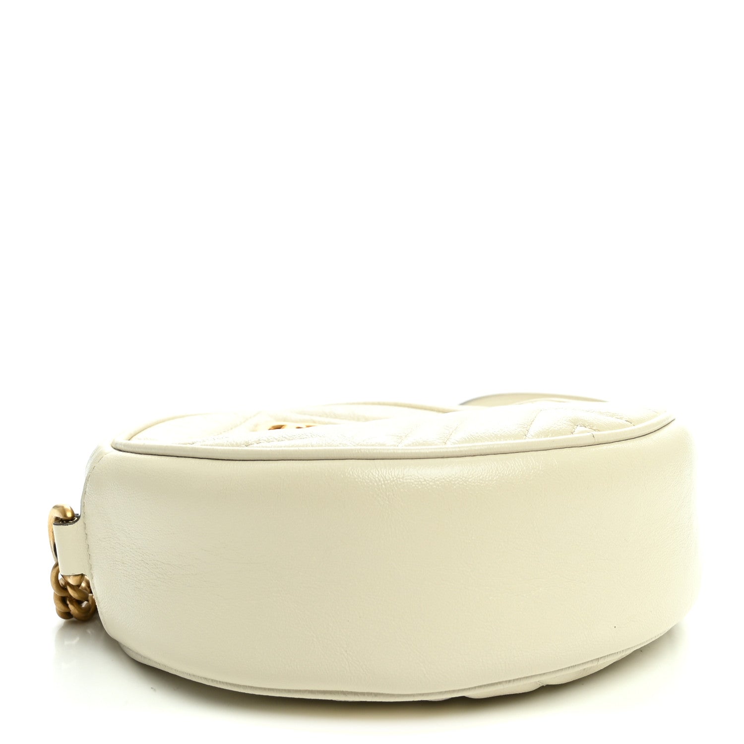 Gucci Calfskin Matelasse Mini GG Marmont Round Shoulder Bag White White 4 of 10