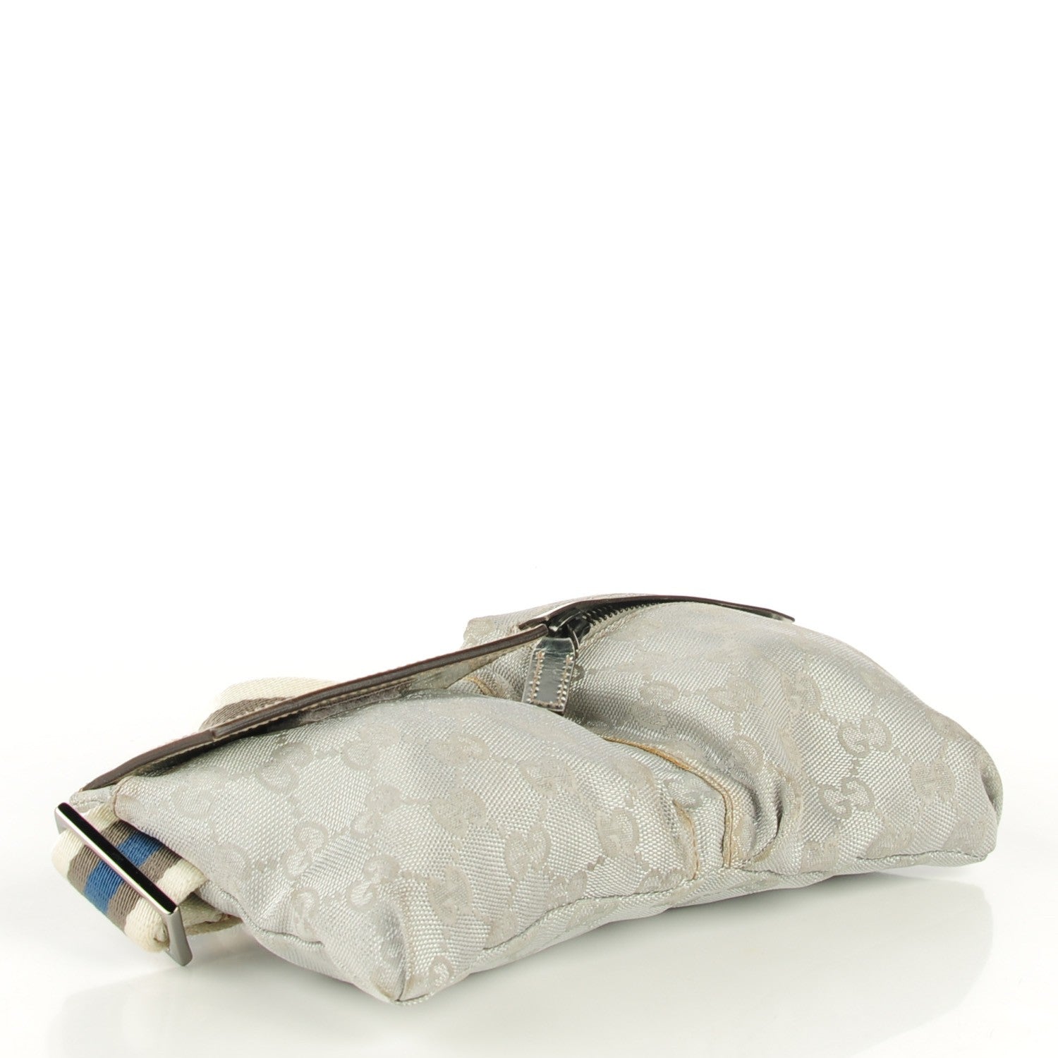 Gucci GG Monogram Web Double Pocket Belt Bag Silver 4 of 7