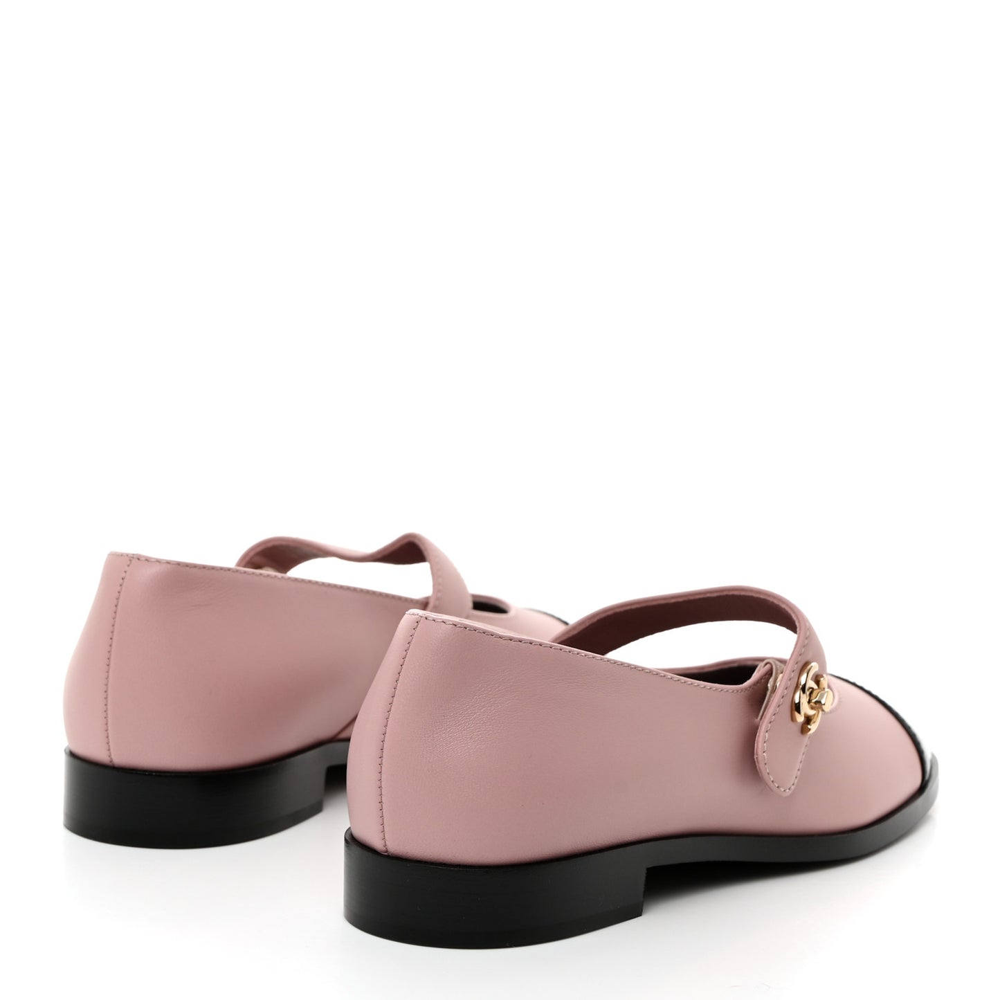 Calfskin Patent Mary Janes Flats 36 Pink Black