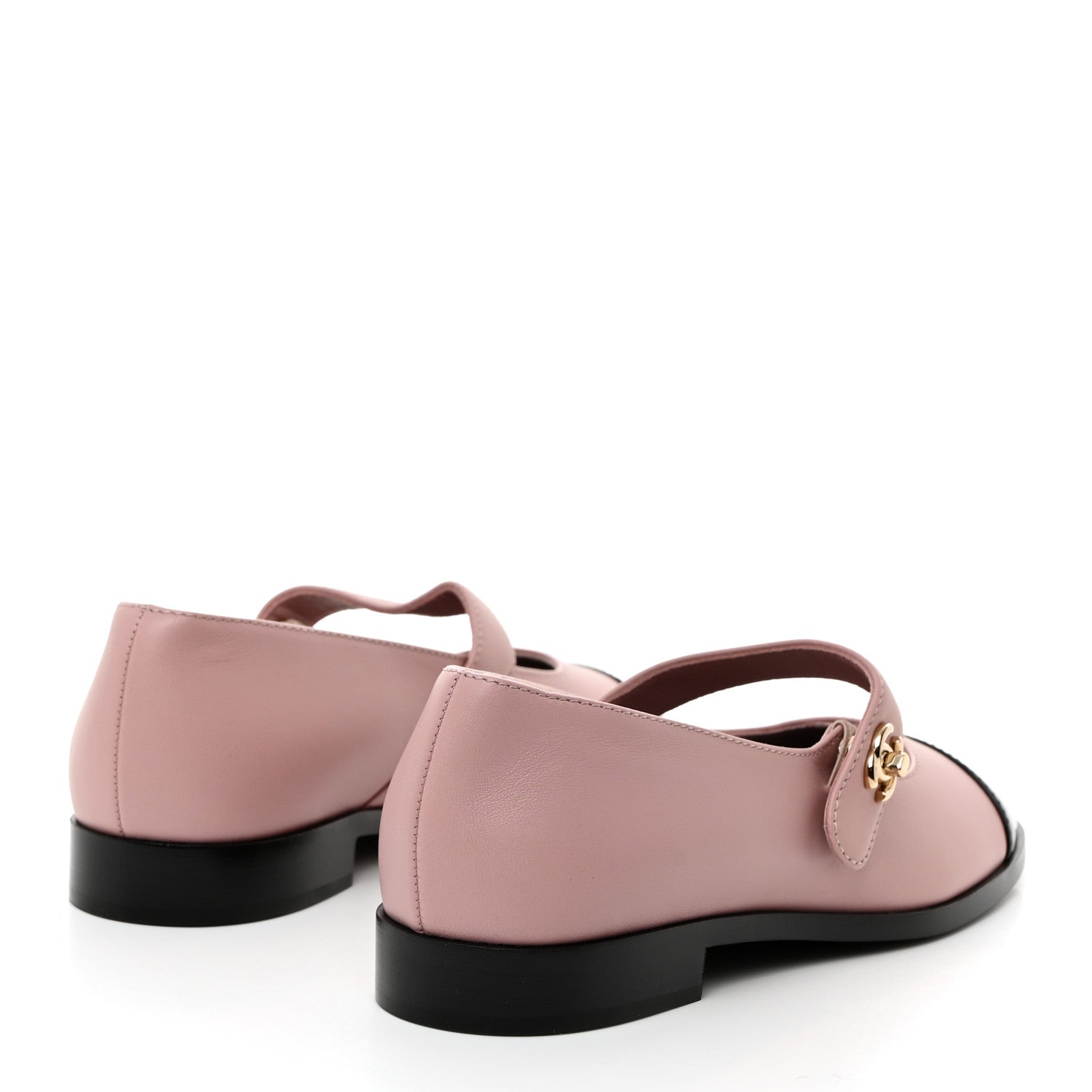 Chanel Calfskin Patent Mary Janes Flats 36 Pink Black 4 of 8