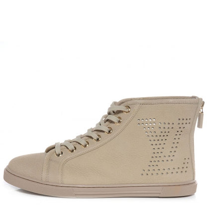 Louis Vuitton Nubuck Punchy High Top Sneakers 38.5 Beige 1 of 8