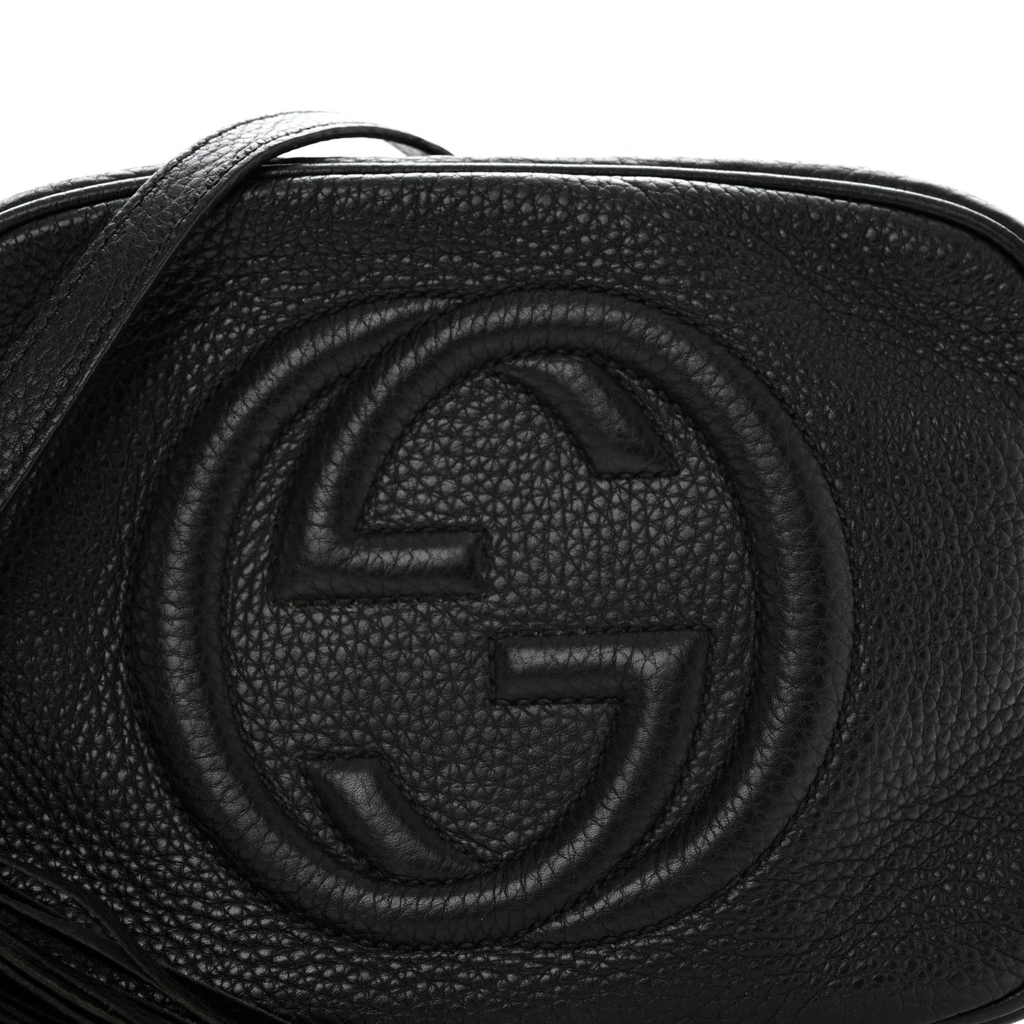 Pebbled Calfskin Small Soho Disco Bag Black