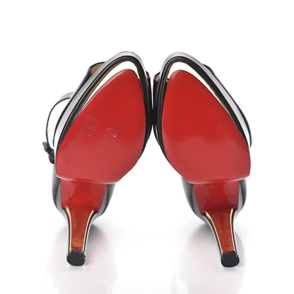 Christian Louboutin Shiny Nappa Tuctopen d'Orsay 140 Sandals 39 Black Gold 7 of 7