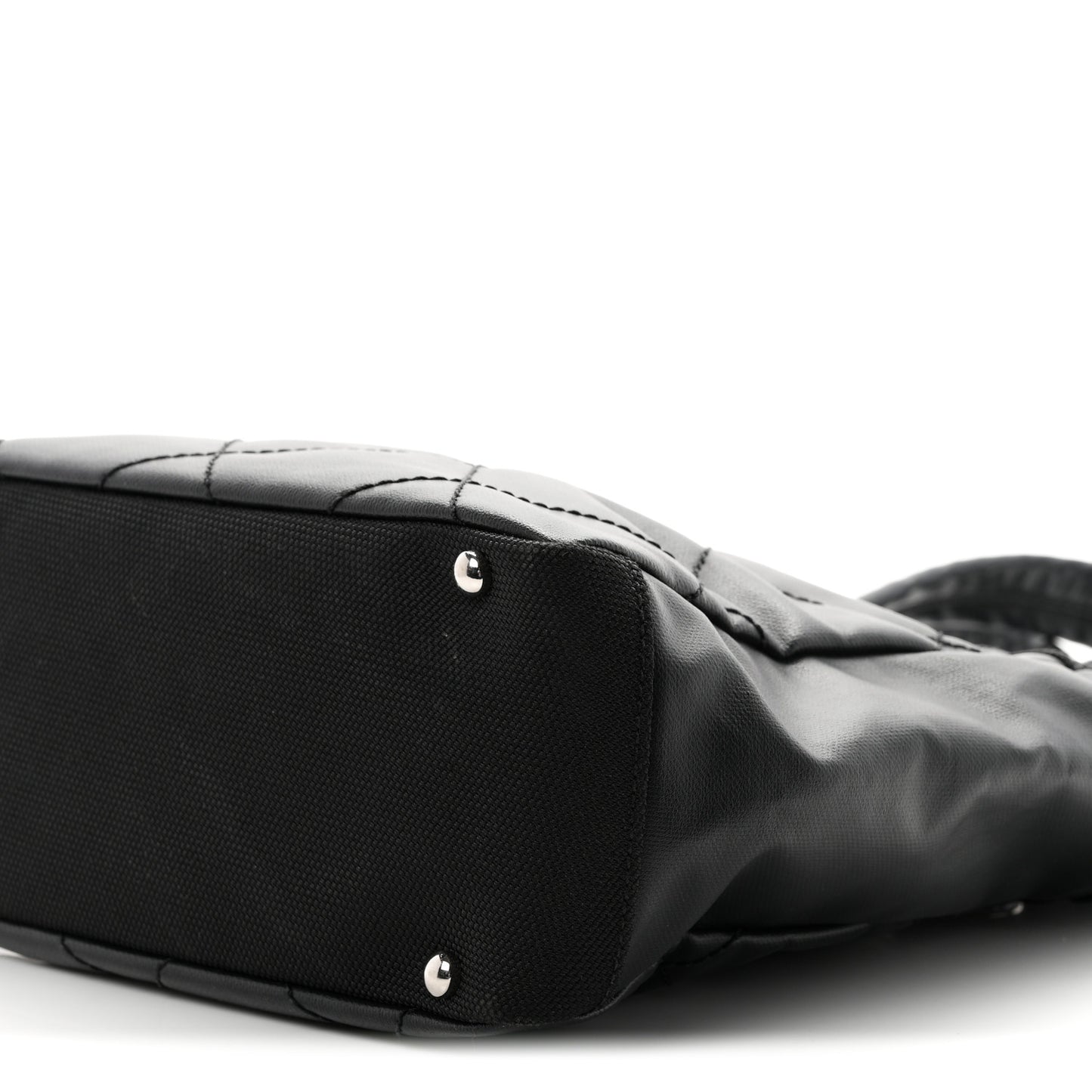 Coated Canvas Quilted Small Paris Biarritz Tote Black