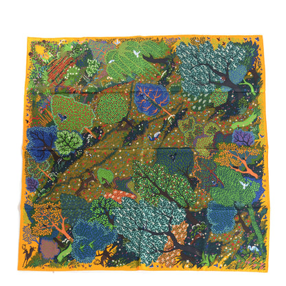 Hermes Silk Dans Un Jardin Anglais Scarf 90 Juane D Or Vert Bleu 1 of 5