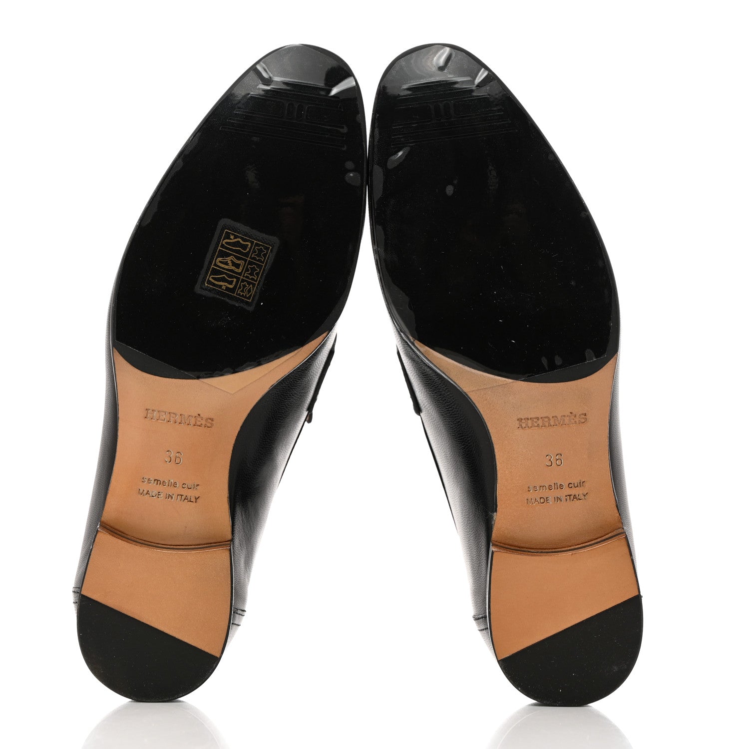 Hermes Goatskin Womens Paris Loafers 36 Black 5 of 9