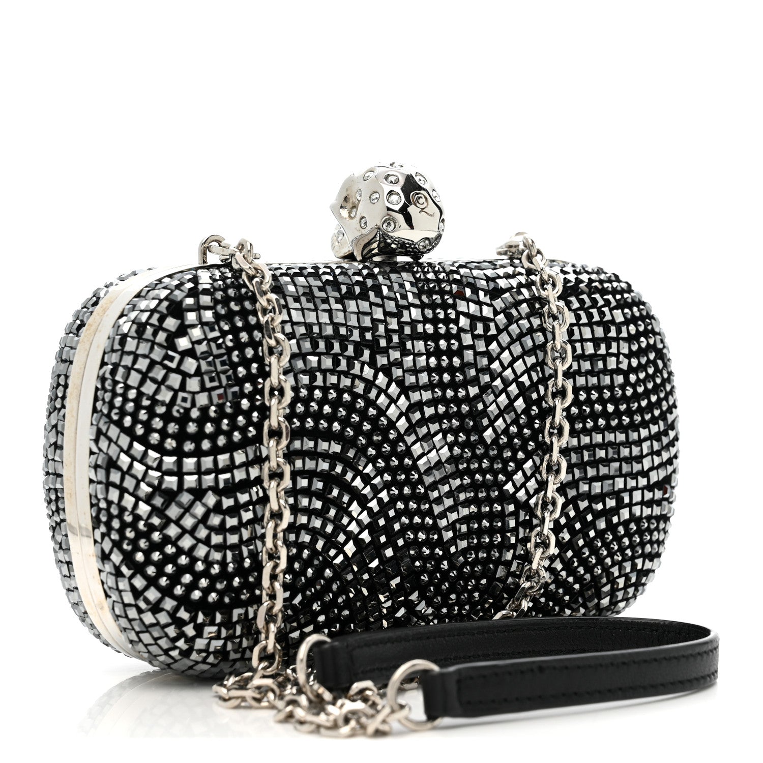 Alexander McQueen Crystal Knuckle Clutch Charm Silver Black Silver 3 of 10