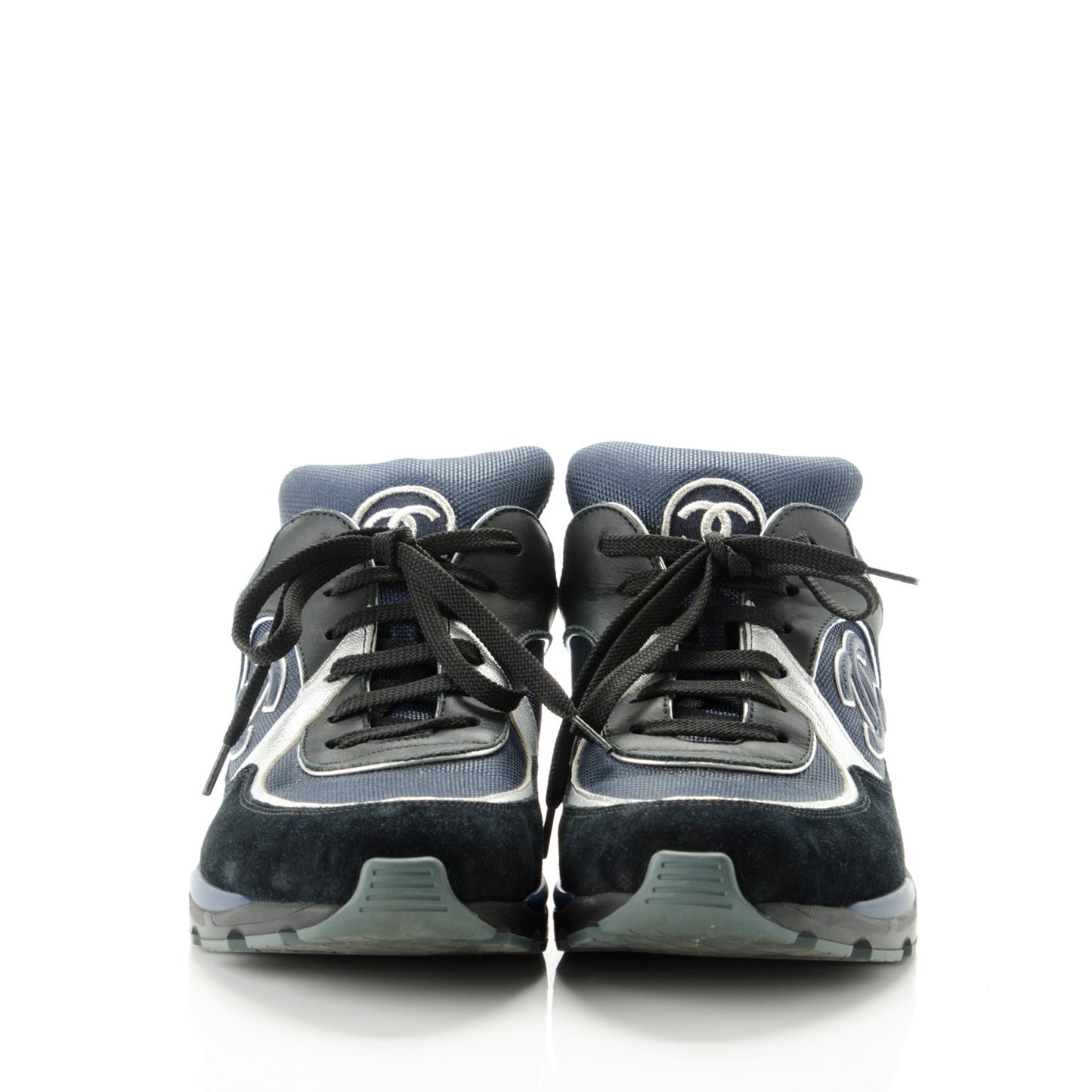 Suede Calfskin CC Sneakers 40 Black Navy