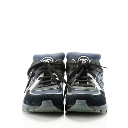 Chanel Suede Calfskin CC Sneakers 40 Black Navy 2 of 7