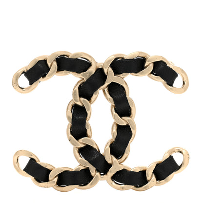 Chanel Lambskin Chain CC Brooch Black Gold 1 of 4