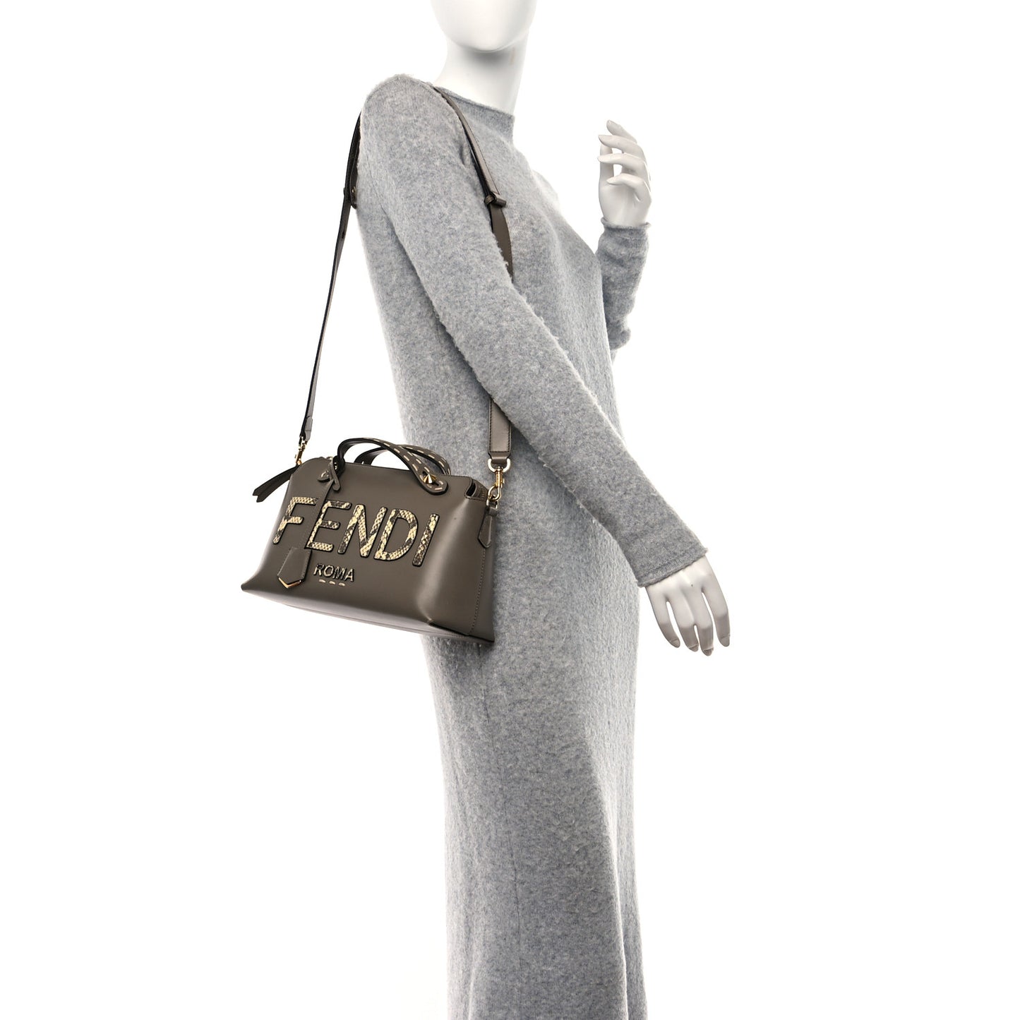 Vitello King Elaphe Python Print Logo Medium By The Way Boston Bag Tartufo Daisy Roccia