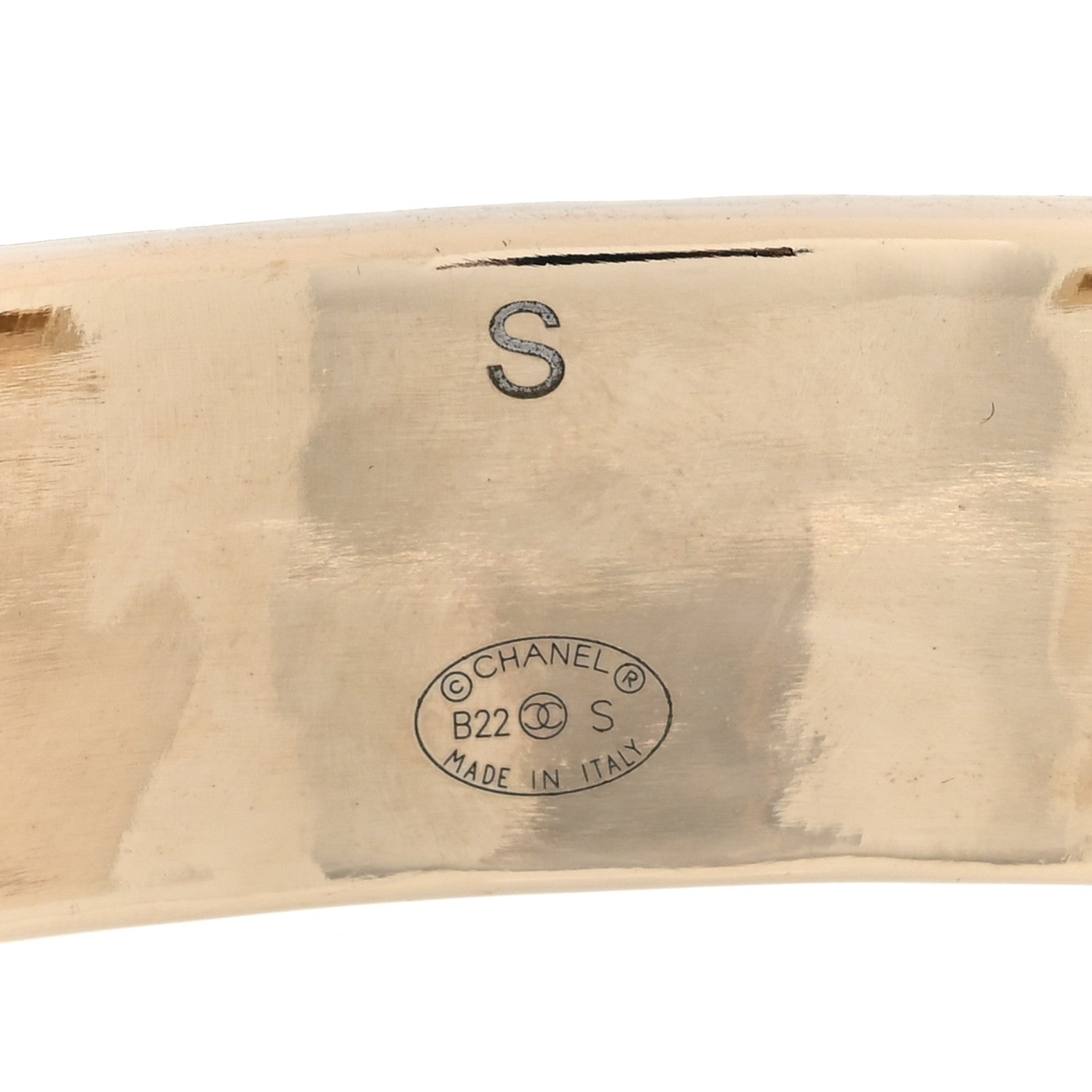 Chanel Metal Enamel Chanel Logo Cuff Bracelet S White 4 of 4