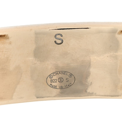 Chanel Metal Enamel Chanel Logo Cuff Bracelet S White 4 of 4