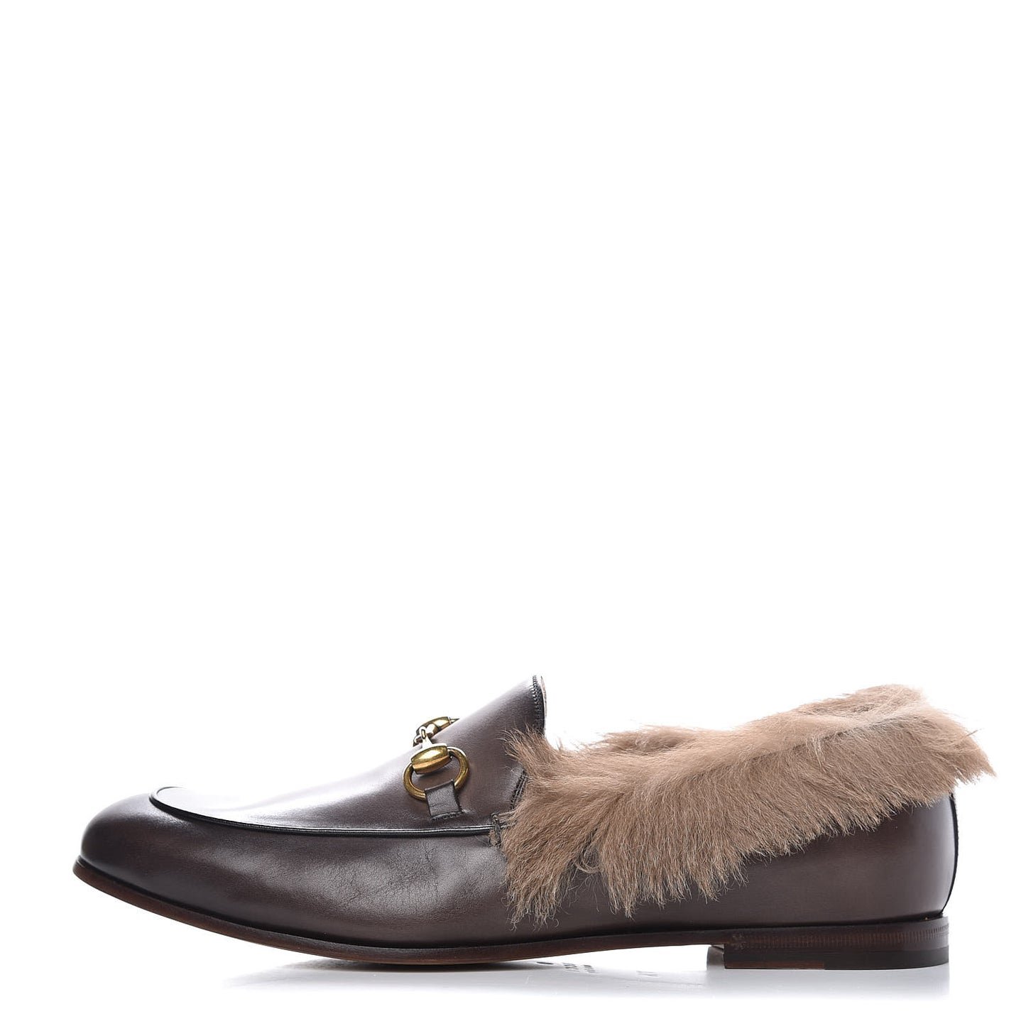 Calfskin Fur Mens Jordaan Loafers 7.5 Dark Brown Natural