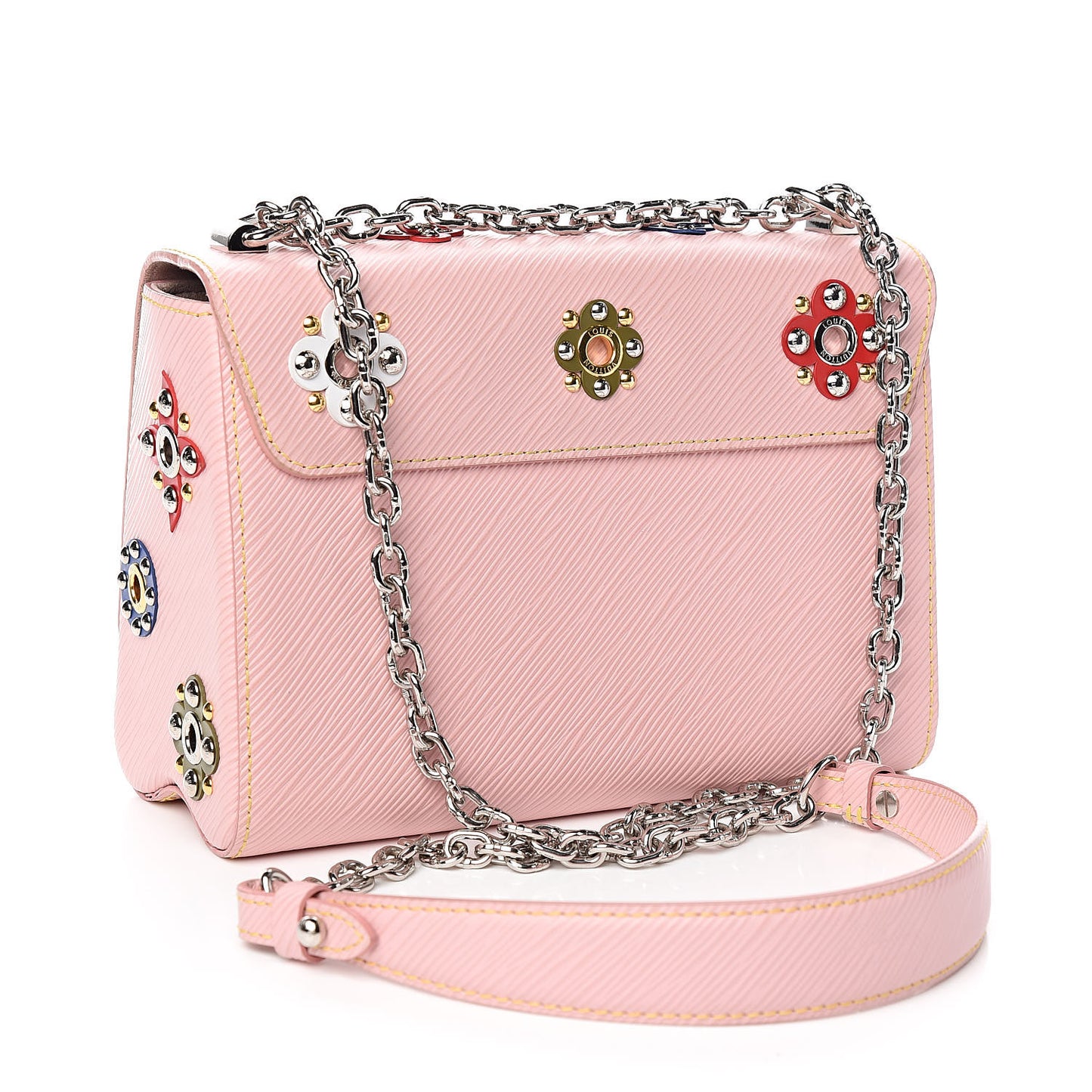Epi Mechanical Flowers Twist Shoulder Bag MM Rose Ballerine