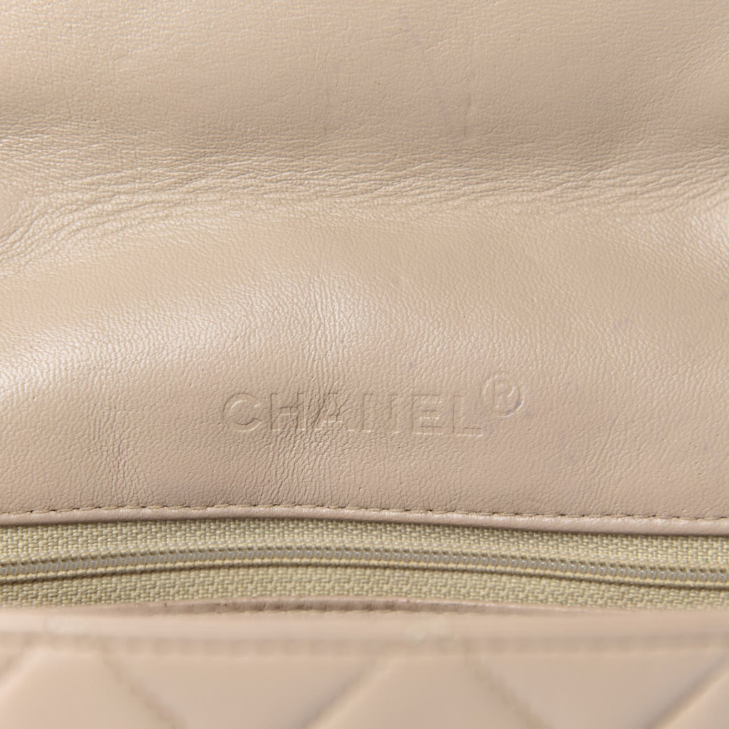 Lambskin Quilted Small Single Flap Beige