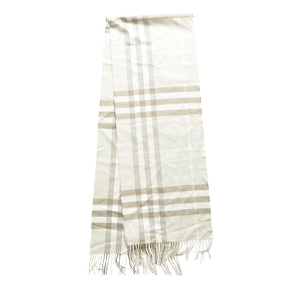 Burberry Cashmere Giant Check Fringe Scarf Limestone 2 of 4