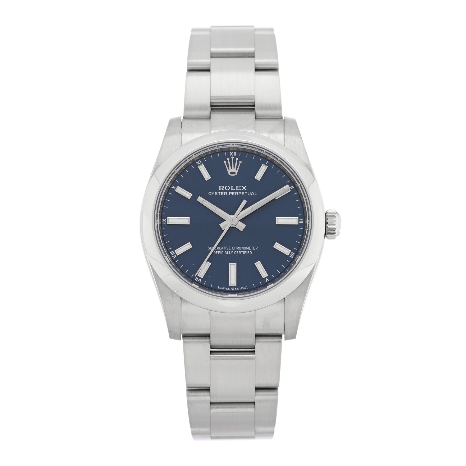 Rolex Stainless Steel 34mm Oyster Perpetual Watch Bright Blue 124200 1 of 5