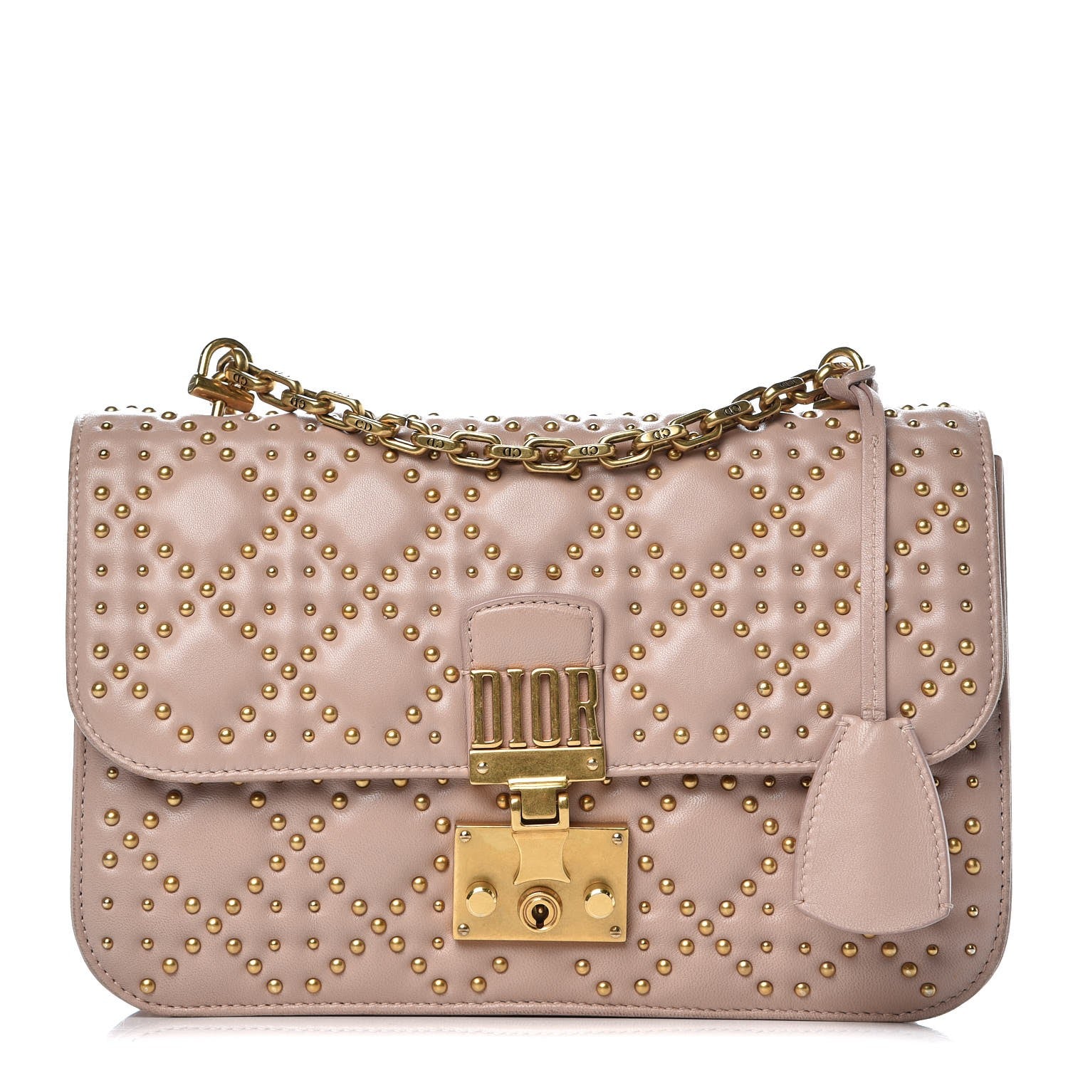 Christian Dior Lambskin Cannage Studded Large Dioraddict Flap Bag Nude 1 of 10