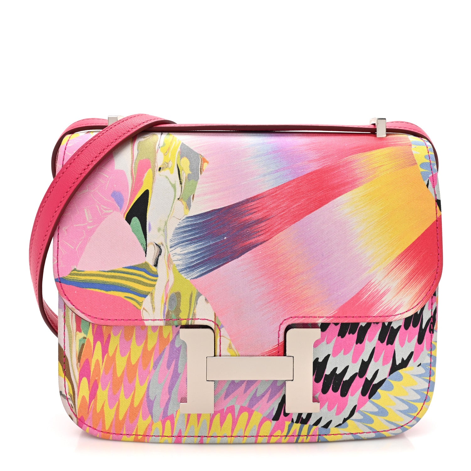 Hermes Swift Silk Marble Printed Constance 18 Rose Azalee Rose Mexico 1 of 14