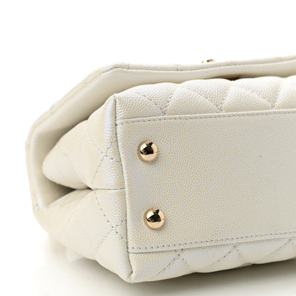 Chanel Iridescent Caviar Quilted Extra Mini Coco Handle Flap White 9 of 10