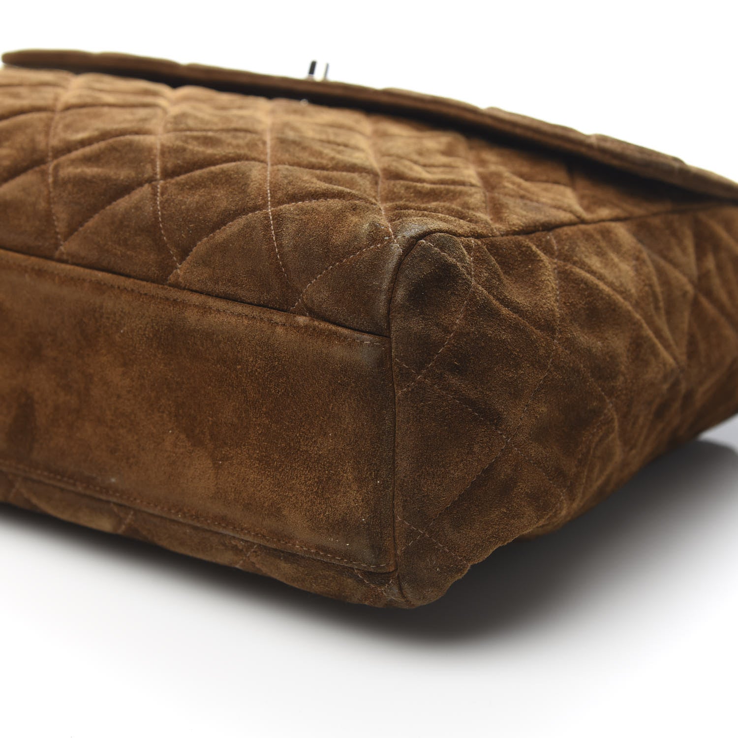 Chanel Suede Quilted Shoulder Flap Bag Brown 10 of 12