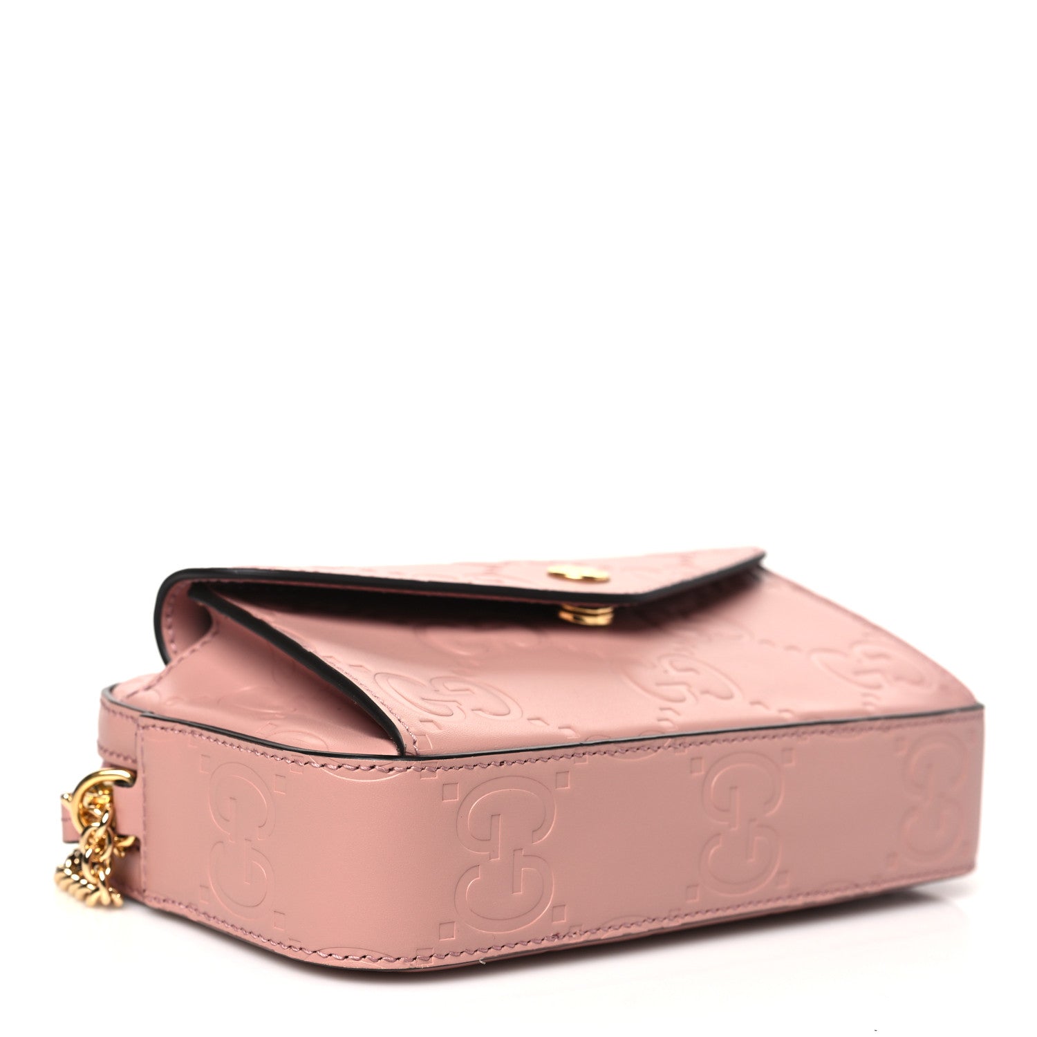 Gucci Calfskin GG Super Mini Debossed Chain Wallet Dust Carmine 4 of 11