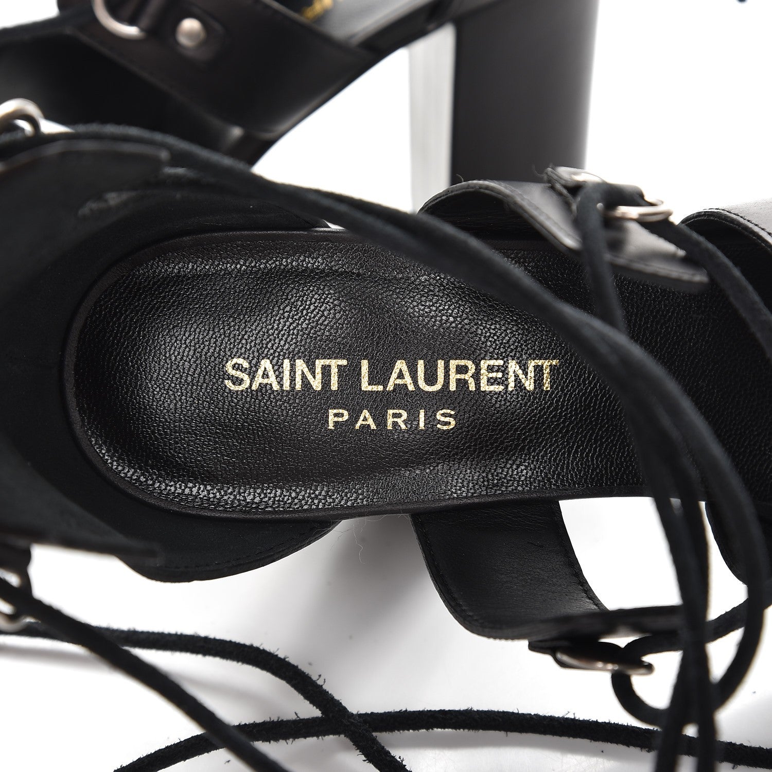 Saint Laurent Calfskin Babies 90 Gladiator Sandals 36.5 Black 7 of 8