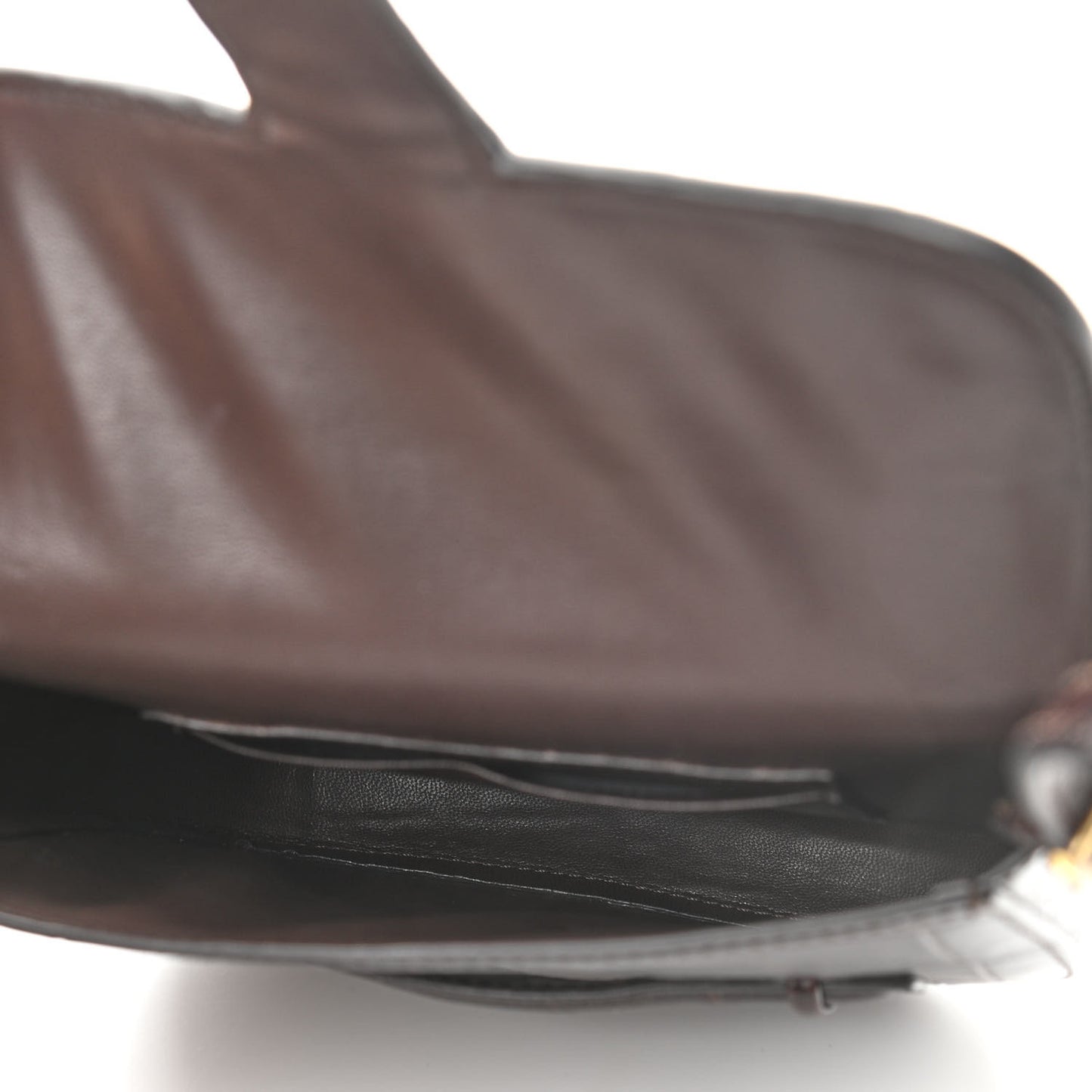 Crocodile Embossed Calfskin Mini Symmetrical Bag Brown