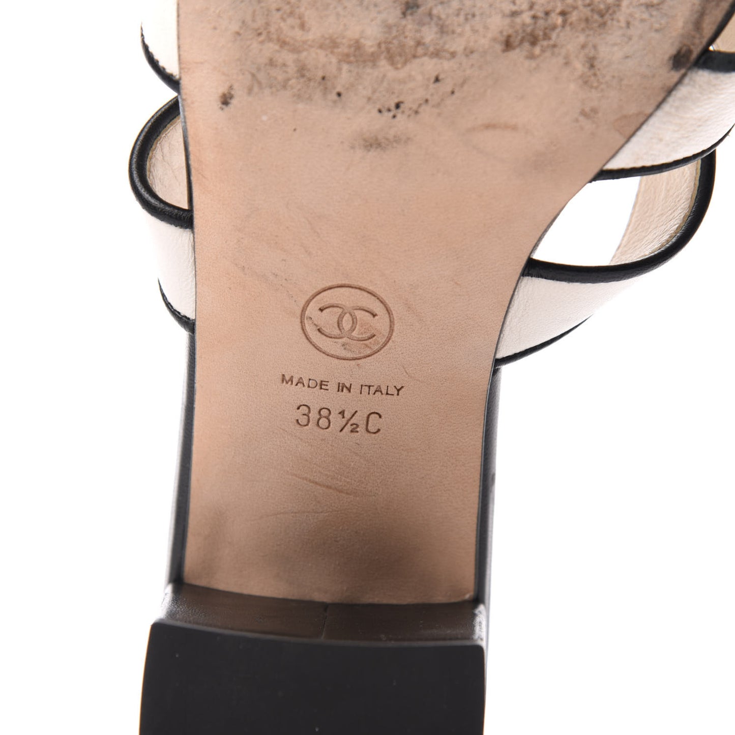 Calfskin CC Turnlock Sandals 38.5 Beige Black