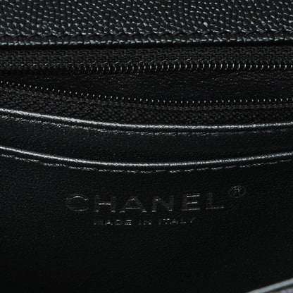 Chanel Metallic Caviar Chevron Quilted Mini Rectangular Flap Black 6 of 8