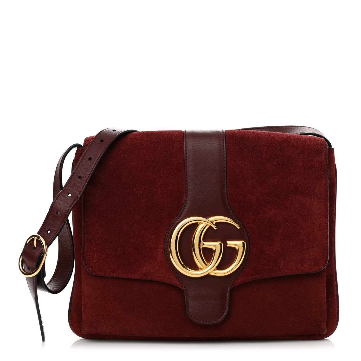 Gucci Suede Medium Arli Flap Shoulder Bag Vintage Bordeaux 1 of 15