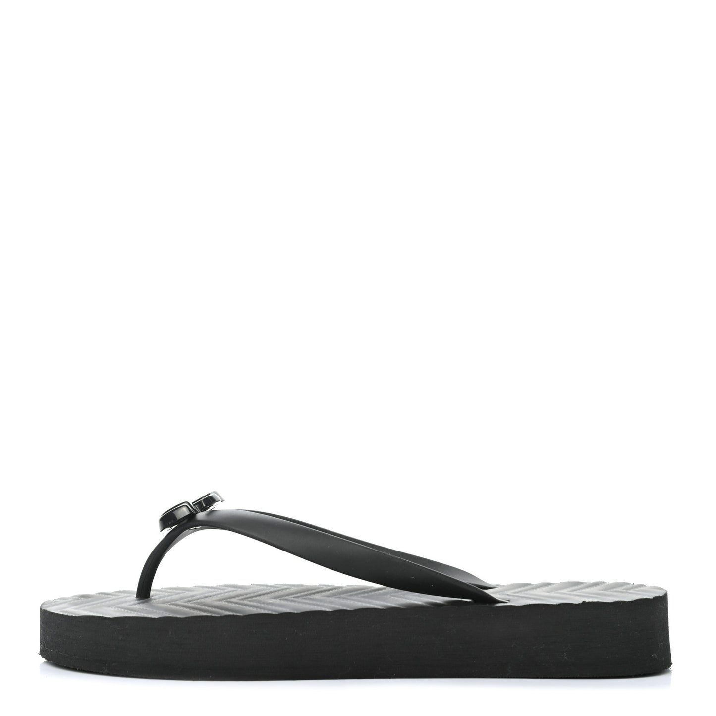 Rubber Chevron Womens GG Thong Sandals 41 Black